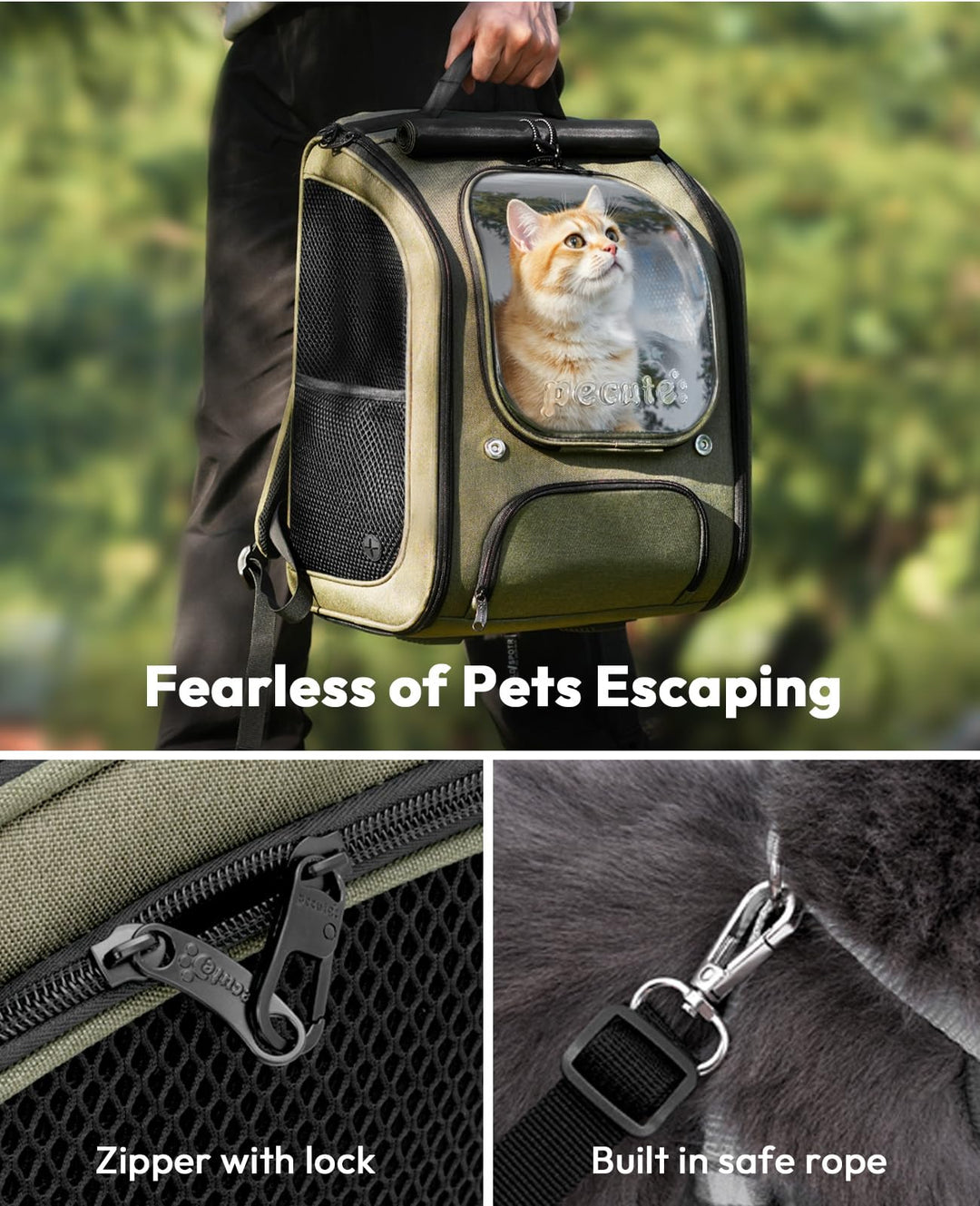 Haustier-Rucksack olivgrün für Katzen &amp; Hunde bis 5 kg - Bild 5