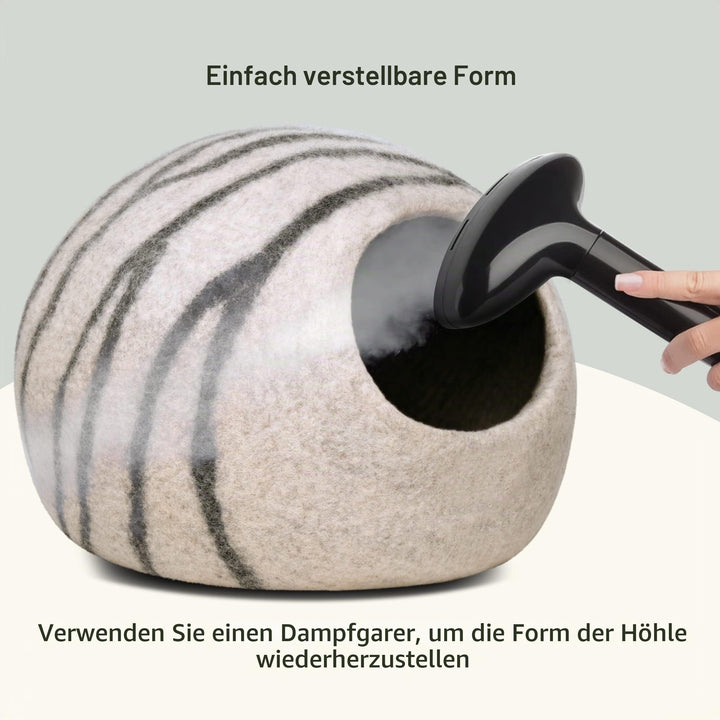 Katzenbett Merinowolle handgefilzt 2-in-1 Höhle &amp; Bett - Bild 5