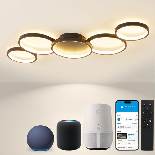 LED Deckenleuchte 100 cm Smart dimmbar Schwarz für Wohnzimmer
