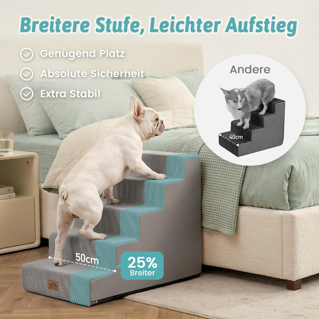 Hundetreppe 5 Stufen Memory-Schaum 50cm breit für kleine Hunde - Bild 2