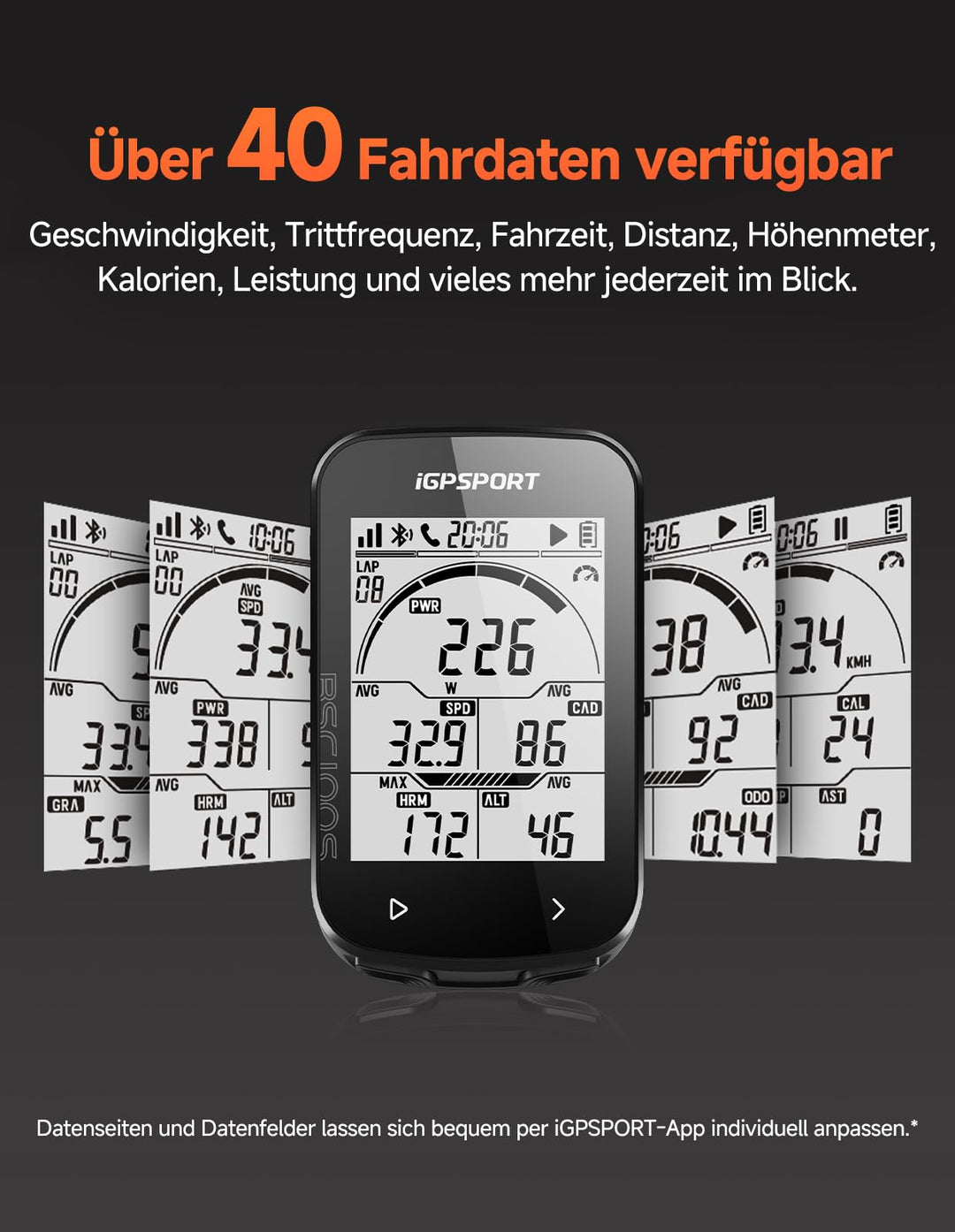 GPS Fahrradcomputer kabellos 5-Satelliten ANT+ Bluetooth 2,6 Zoll - Bild 3