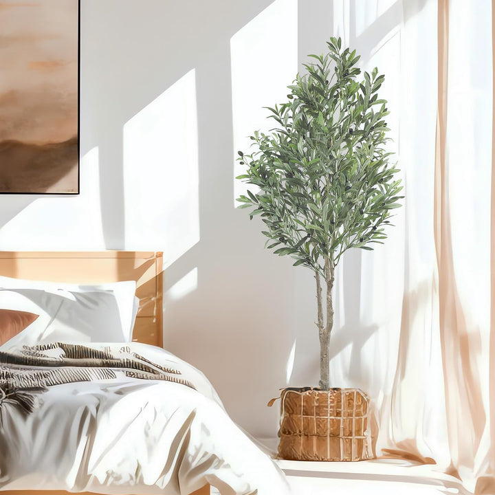 Kunstpflanze Olivenbaum 180 cm mit Früchten und Zementtopf - Bild 7
