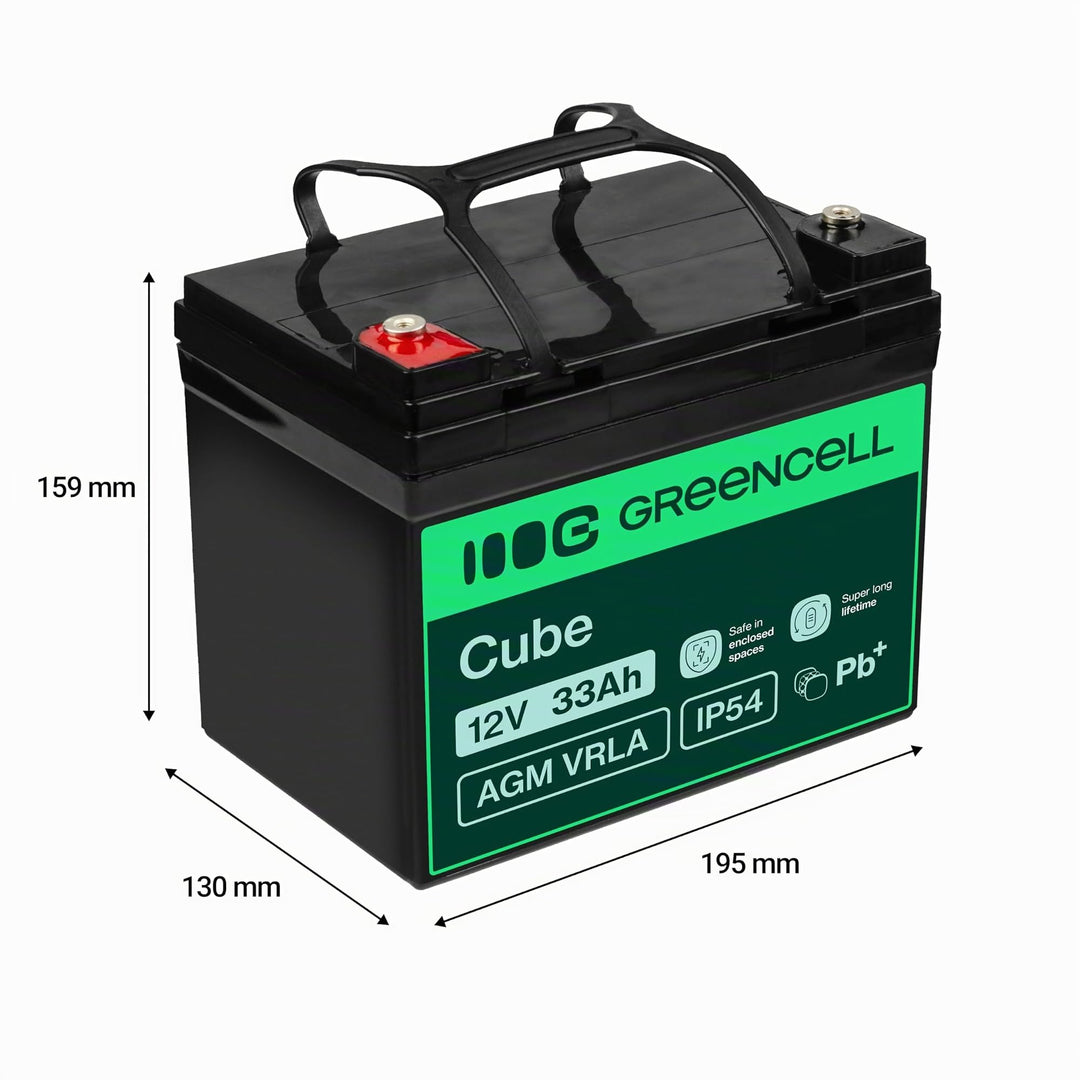 AGM Blei-Akku 12V 33Ah wartungsfrei für Solar, Boot &amp; Rasentraktor - Bild 2