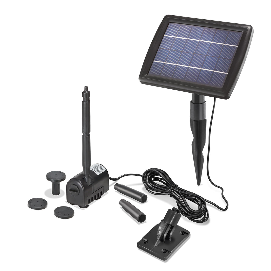 Solar Teichpumpe mit 4 Fontänenaufsätzen 2W Direktbetrieb 175 l/h