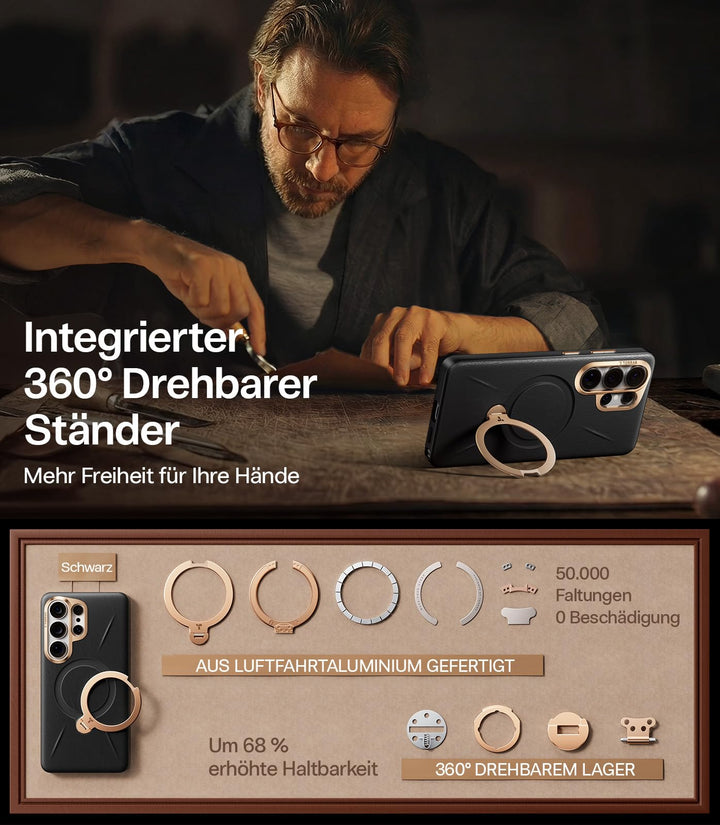Handyhülle Samsung Galaxy S26 Ultra Silikonleder 360° Magnetständer - Bild 4