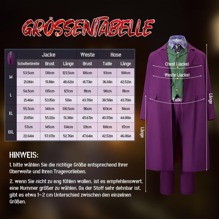 Horror Clown Kostüm Herren 7-teilig Lila für Halloween Karneval - Bild 2