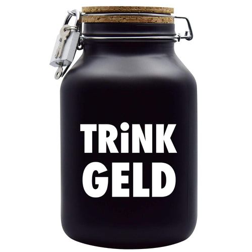 Spardose Glas XXL Schwarz mit Schloss und Korkdeckel 3 Liter