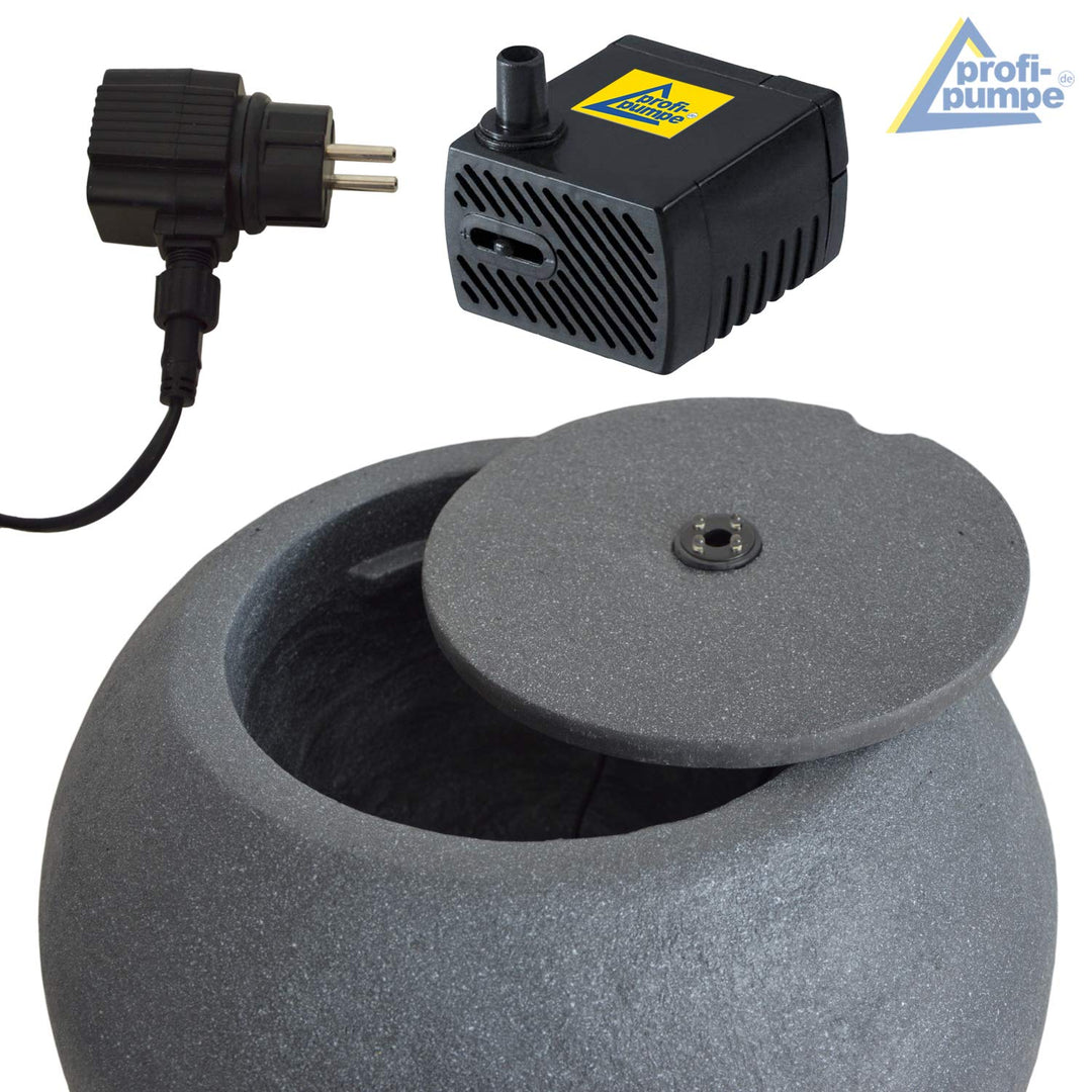 Gartenbrunnen Zierbrunnen Anthrazit mit LED-Beleuchtung Indoor &amp; Outdoor - Bild 5