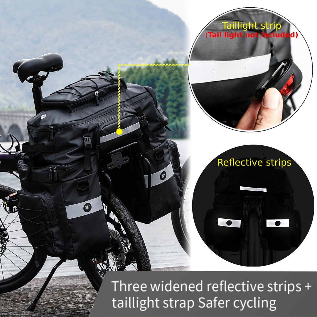 Fahrradtasche Gepäckträger 3-in-1 Rucksack 75L wasserdicht schwarz - Bild 3