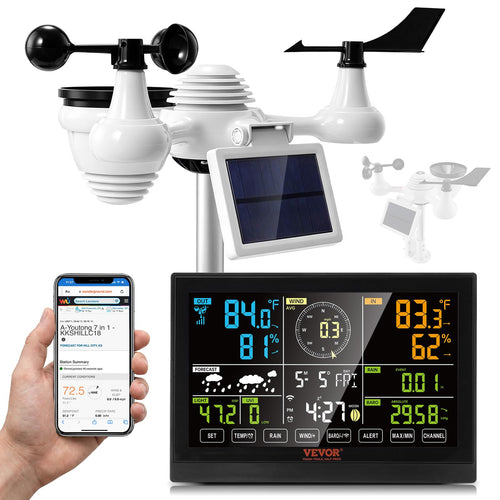 WLAN-Wetterstation 7-in-1 Solar mit 7,5-Zoll-Display und App-Anbindung