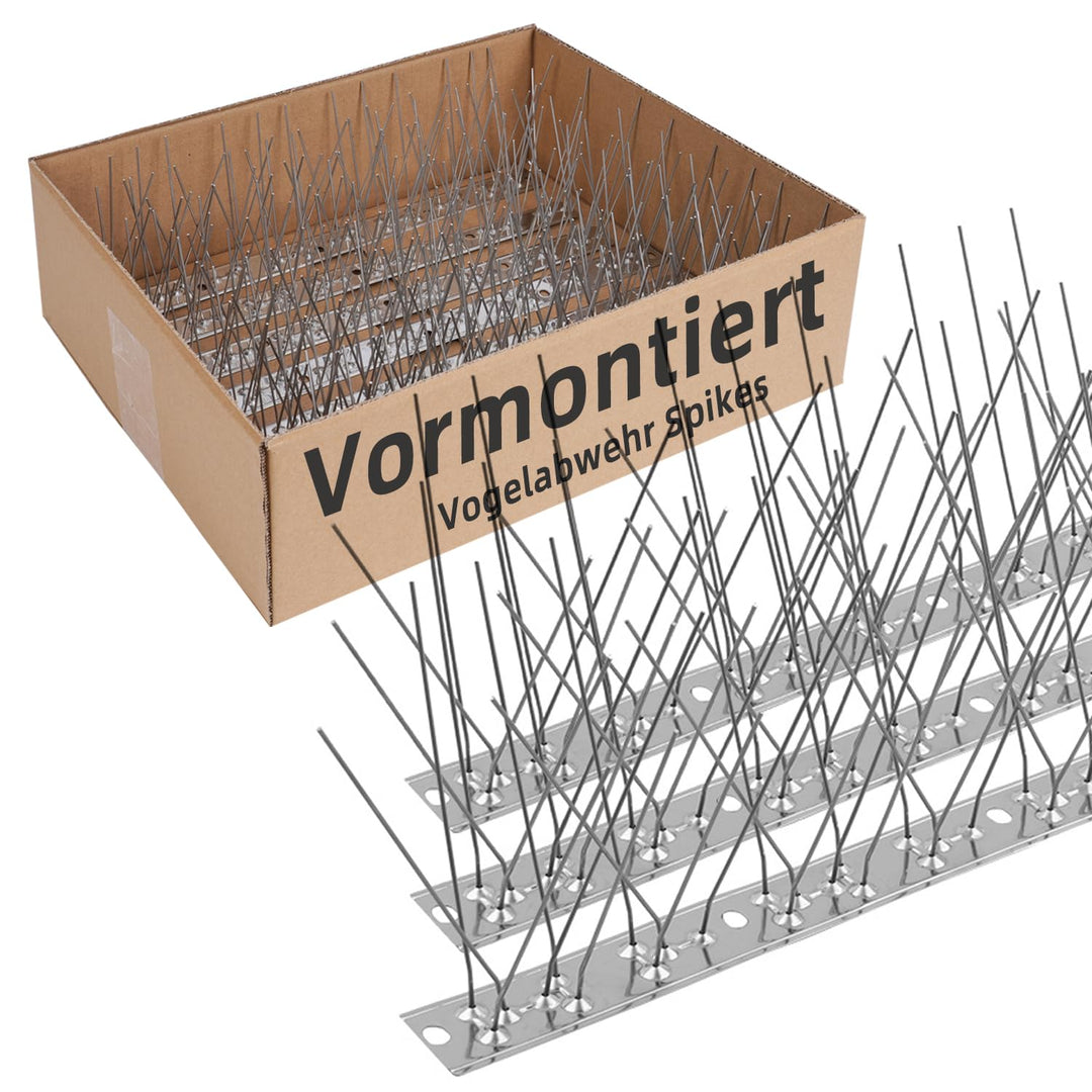 Vogelabwehr Spikes vormontiert Edelstahl 360° 7,26 m Dach Balkon