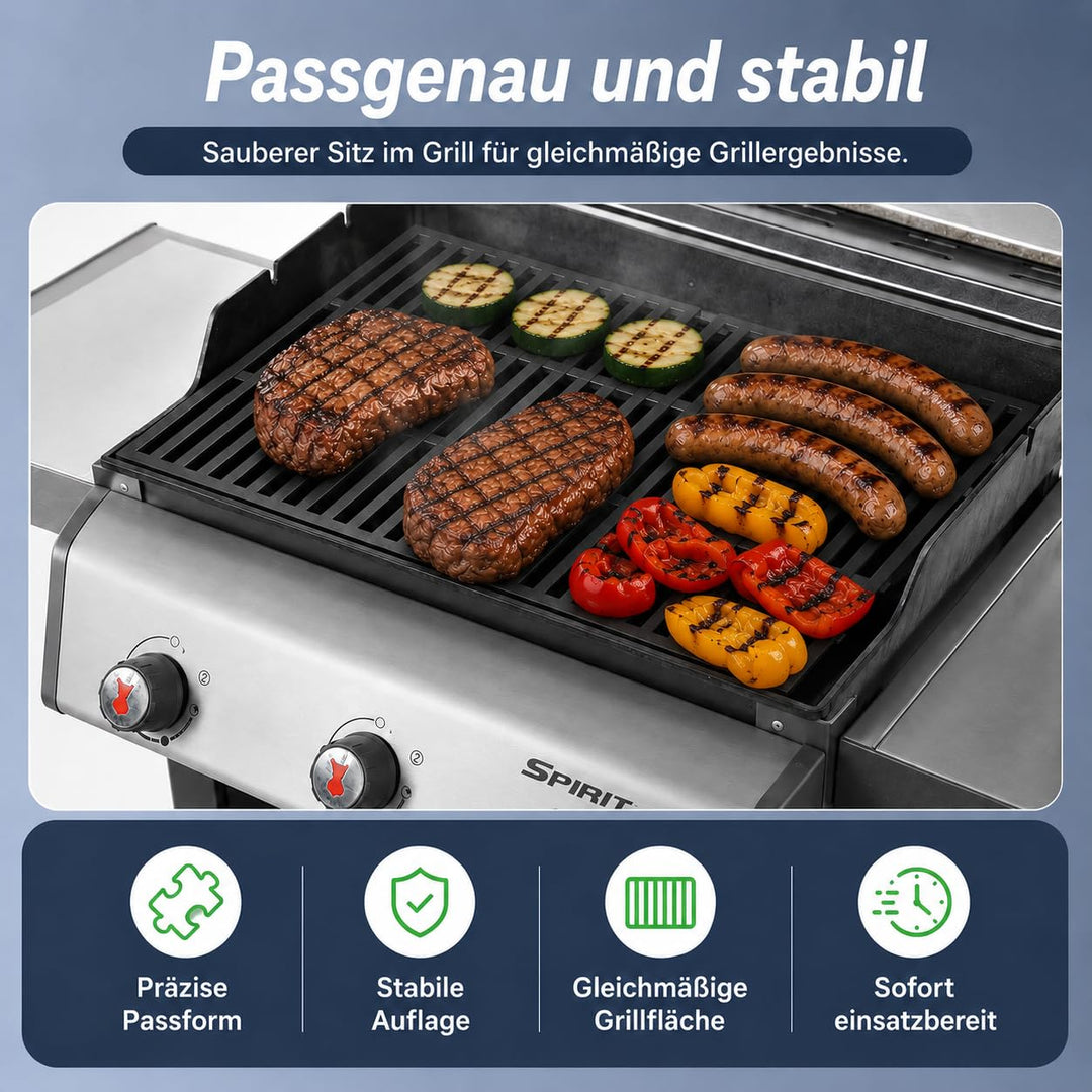 Gusseisen Grillrost 2er-Set für Weber Spirit 300 Serie 44,5x30cm - Bild 5