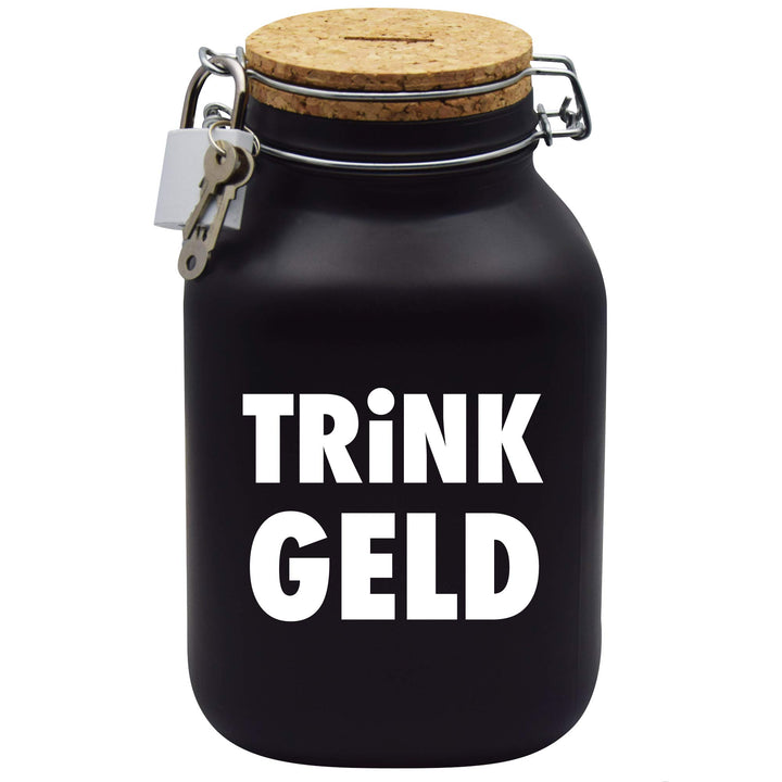 Spardose Glas XXL Schwarz mit Schloss und Korkdeckel 3 Liter - Bild 2