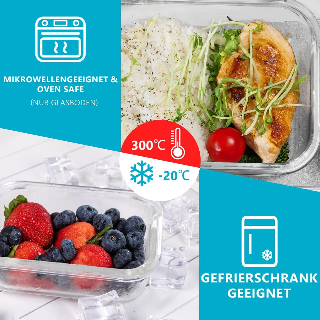 Meal Prep Boxen Glas 10er-Set Borosilikat 370 &amp; 1050ml