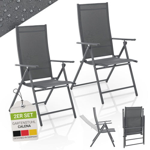 Gartenstuhl klappbar 2er Set Stahl atmungsaktiv 7-fach verstellbar