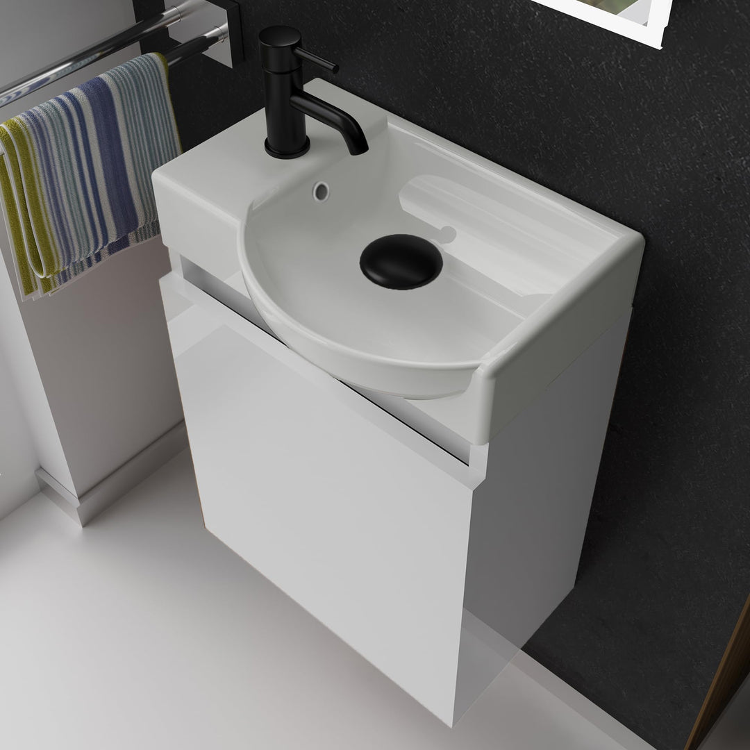 Waschbecken mit Unterschrank hängend 45 cm Gäste-WC Weiß - Bild 3