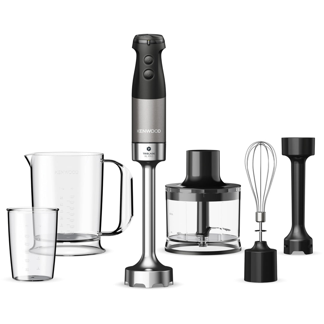 Stabmixer 1200W Triblade mit Zerkleinerer Schneebesen und Emulgieraufsatz