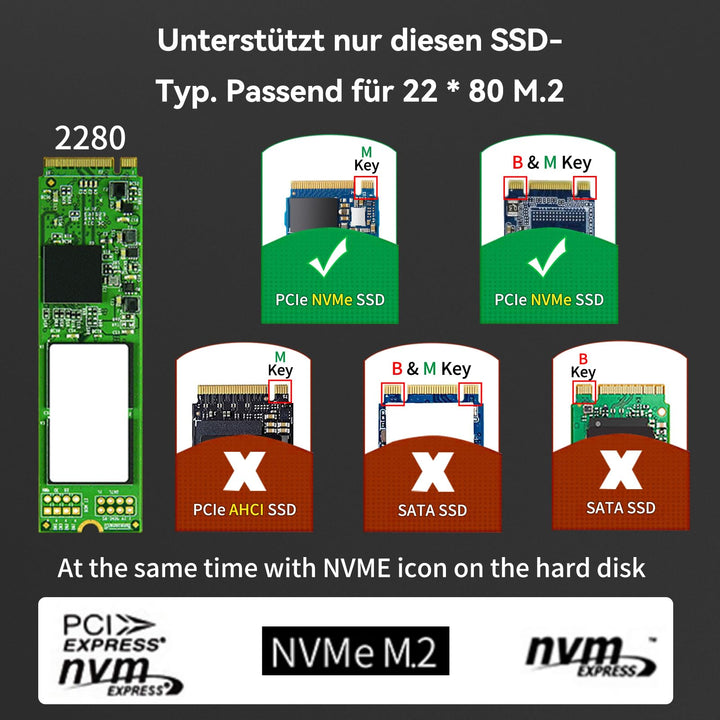 M.2 NVMe SSD Gehäuse 40 Gbps USB4 Aluminium für PCIe 2280 - Bild 7