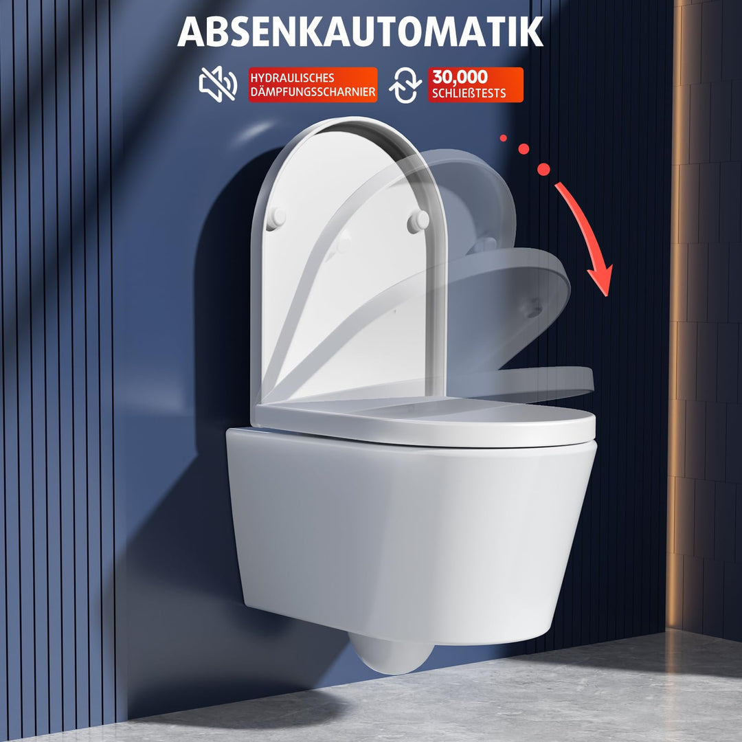 Hänge-WC spülrandlos 48.5 cm Soft-Close Doppelspülung Keramik - Bild 5