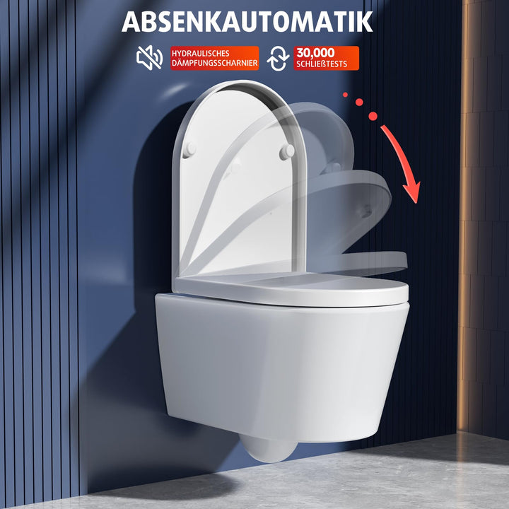 Hänge-WC spülrandlos 48.5 cm Soft-Close Doppelspülung Keramik - Bild 5