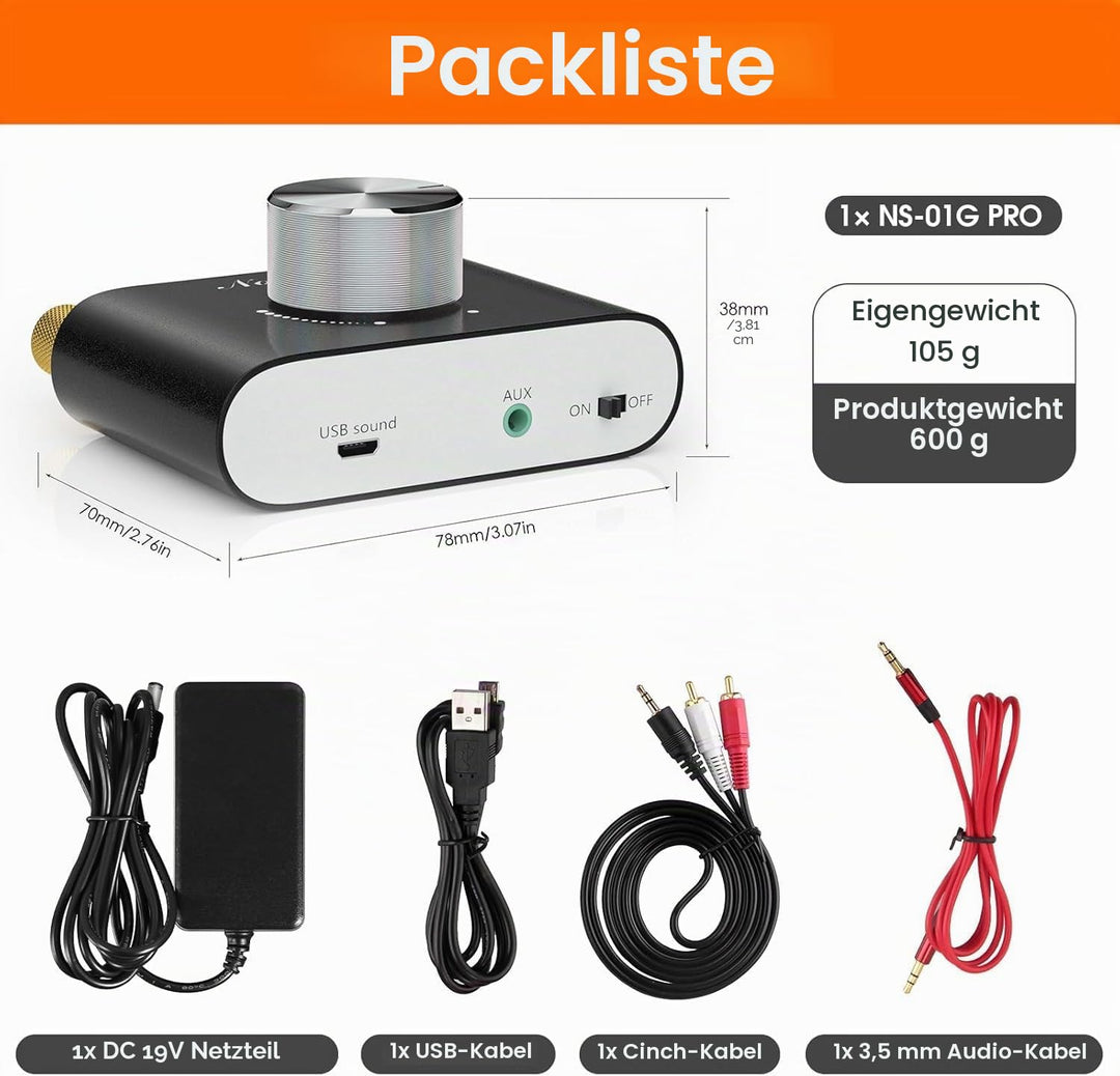 HiFi Stereo Verstärker Bluetooth 5.0 50W×2 2.0 Kanal mit Netzteil - Bild 9