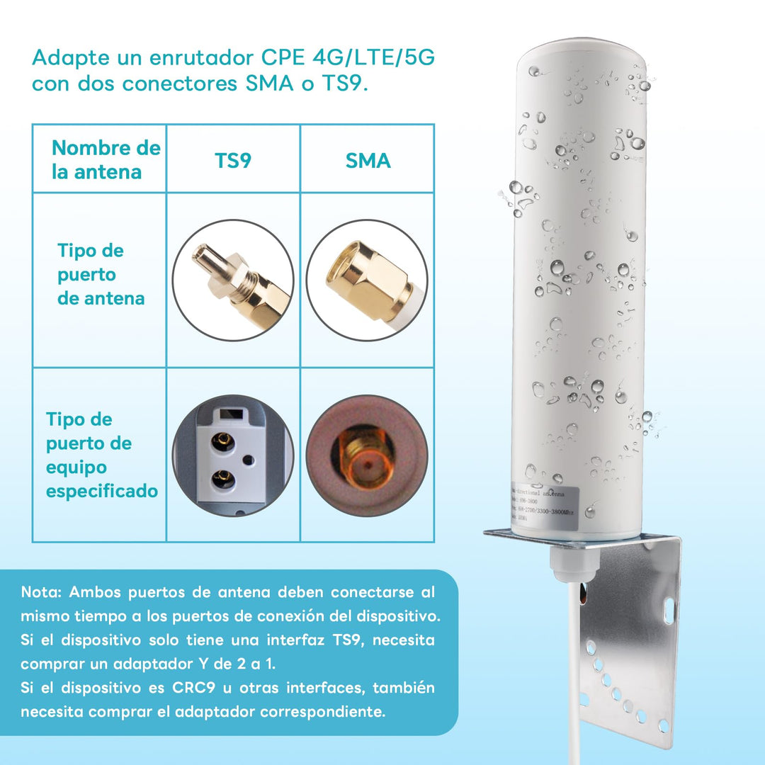 LTE Aussenantenne Omnidirektional 10dBi 4G 5G 698-3800MHz mit 5m Kabel - Bild 4