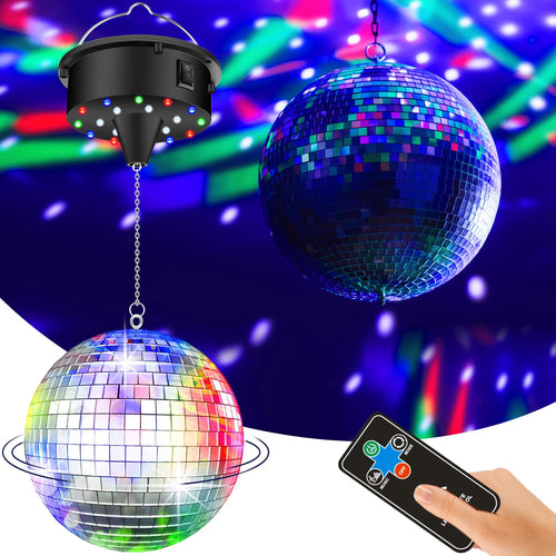 Discokugel 15 cm mit Rotationsmotor, 18 LEDs und Fernbedienung