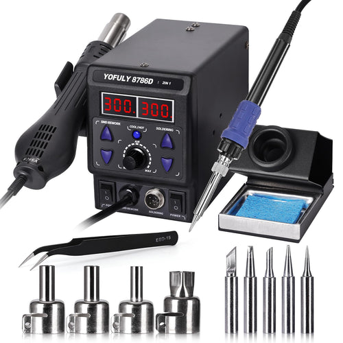 Lötstation 2-in-1 750W mit Heissluftpistole SMD 200–480°C LED