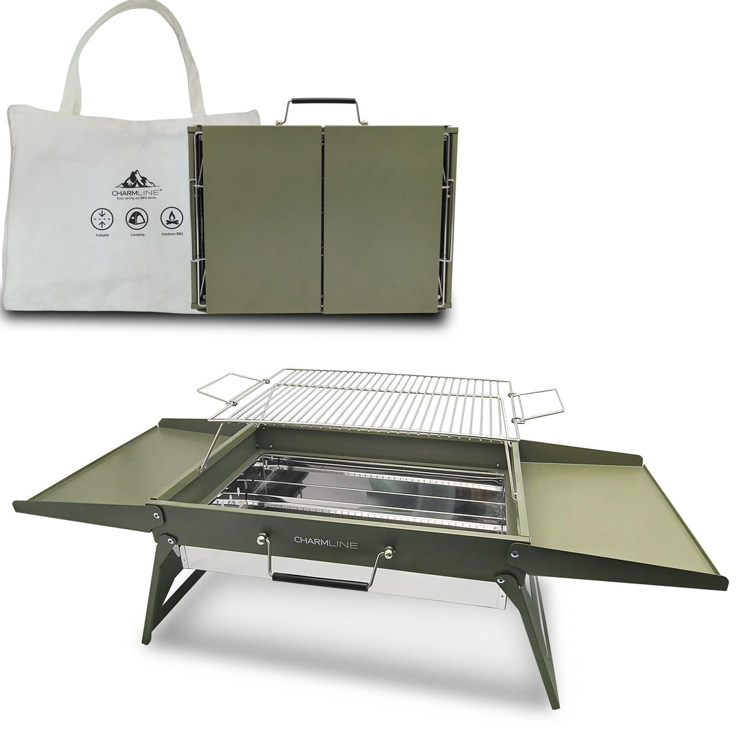 Klappbarer Holzkohlegrill 47x34 cm für 3-5 Personen Camping