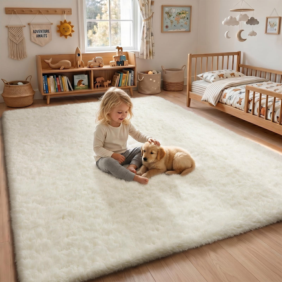 Hochflor Teppich Creme 160x230 cm flauschig weich rutschfest - Bild 9