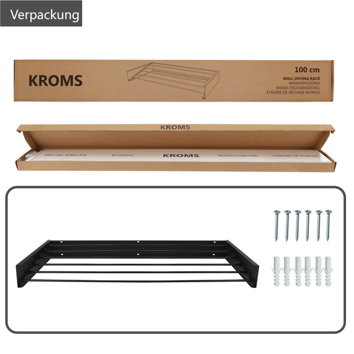 Wäscheständer Wand ausziehbar Aluminium 6m Trockenlänge schwarz - Bild 10