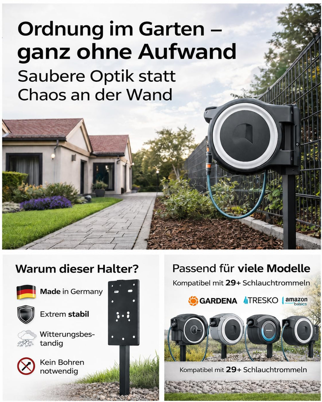 Schlauchbox-Halterung freistehend Stahl pulverbeschichtet anthrazit - Bild 3