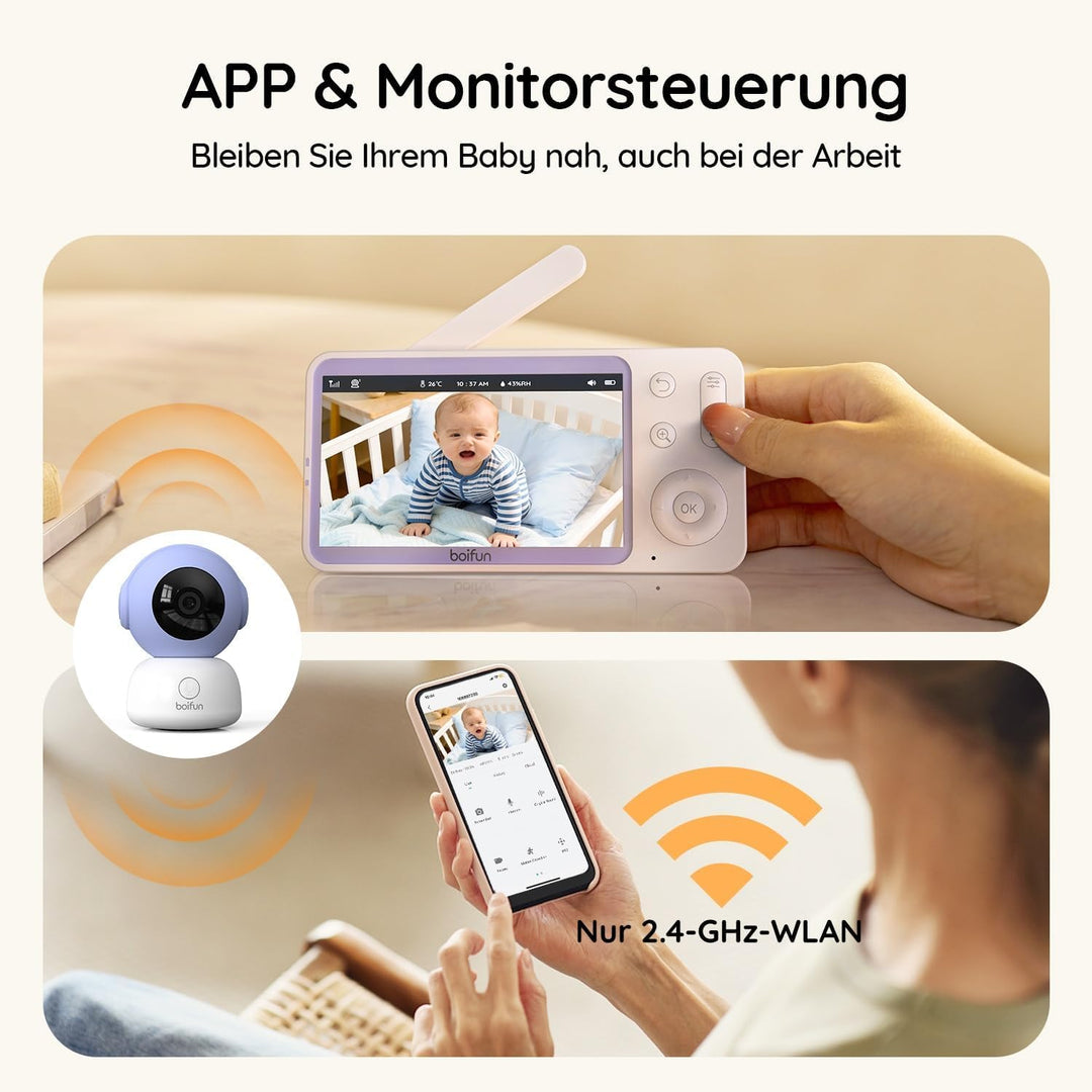 Babyphone mit Kamera 2K/3MP WLAN 5-Zoll-Monitor mit App iOS Android - Bild 10
