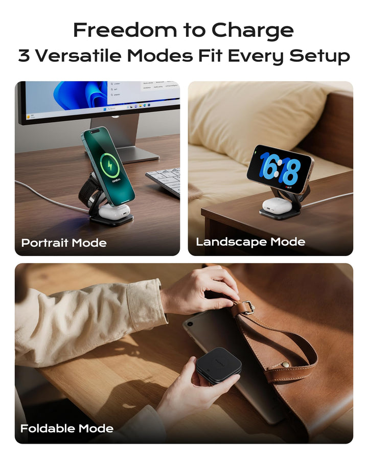 3-in-1 Ladestation Qi2.2 25W faltbar für iPhone, Apple Watch &amp; AirPods - Bild 4
