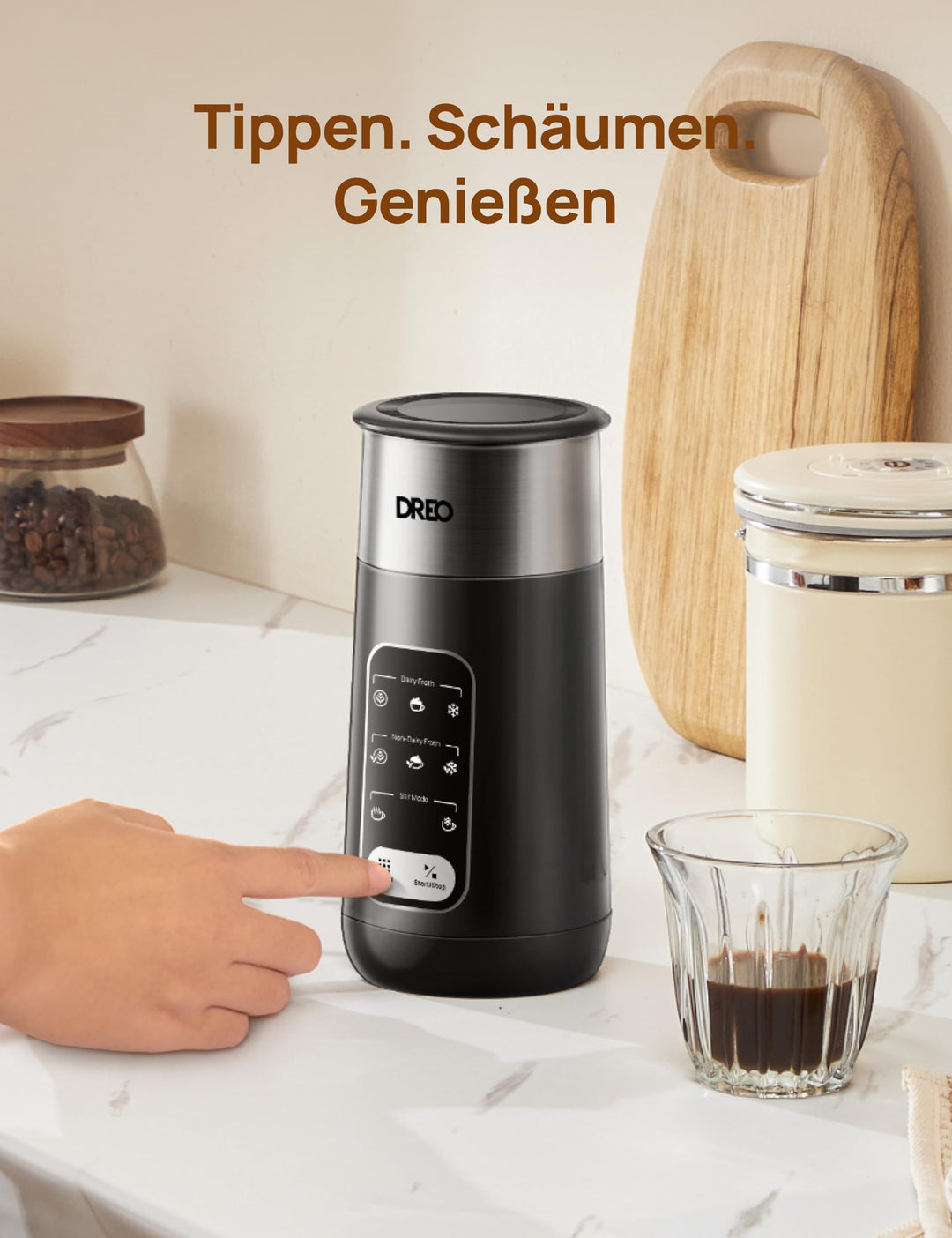 Milchaufschäumer Elektrisch 8-in-1 Edelstahl 270ml Warm &amp; Kalt - Bild 3