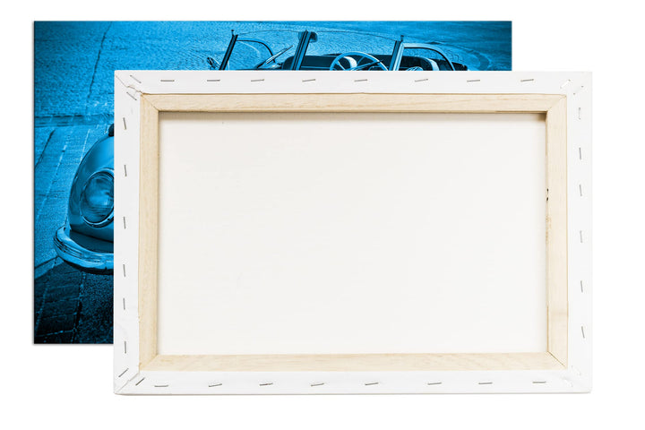 Leinwandbild Oldtimer Motiv Monochrom Blau 80x60 cm Echtholz - Bild 6