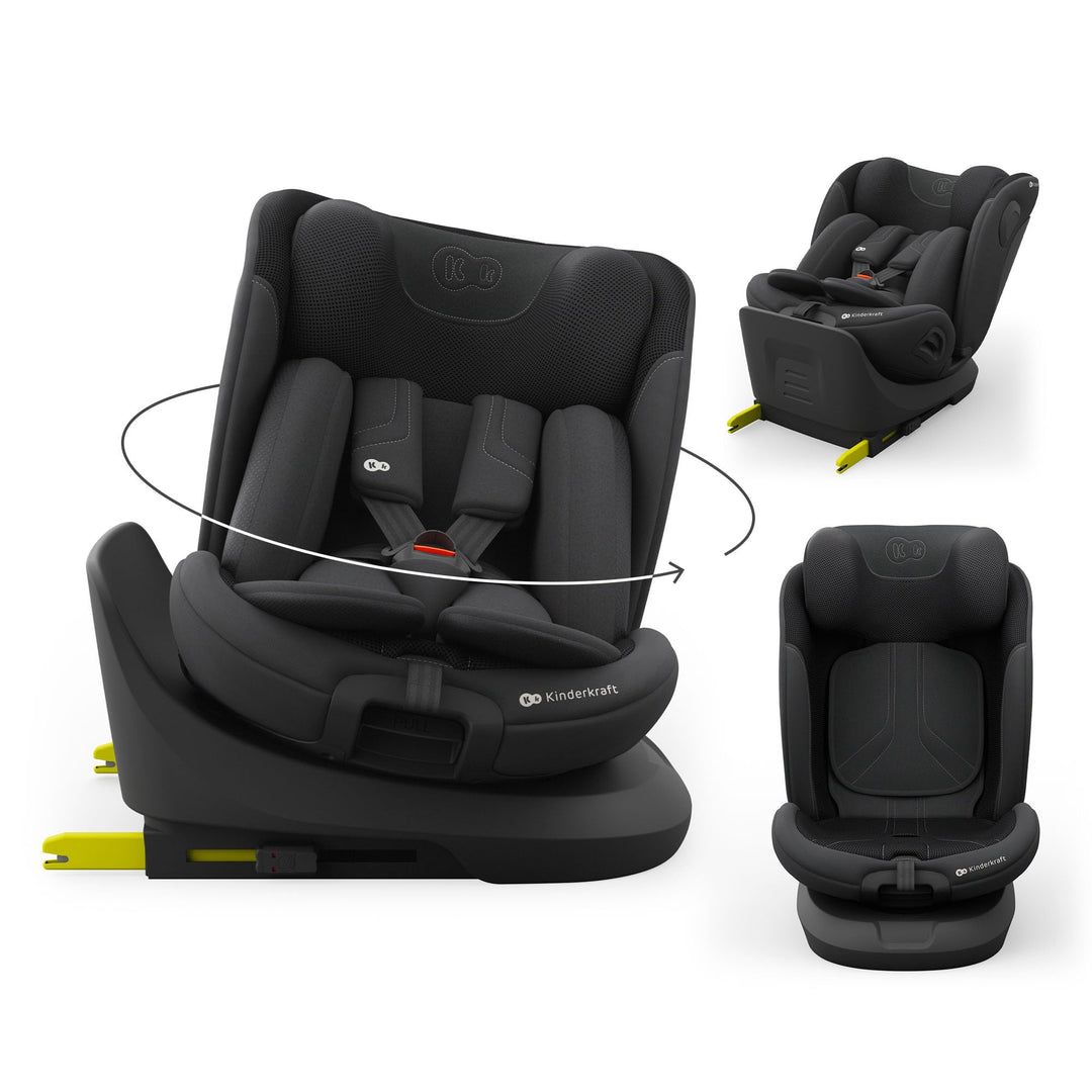 Kindersitz 360° drehbar I-Size 40-150 cm Isofix 0-36 kg Schwarz