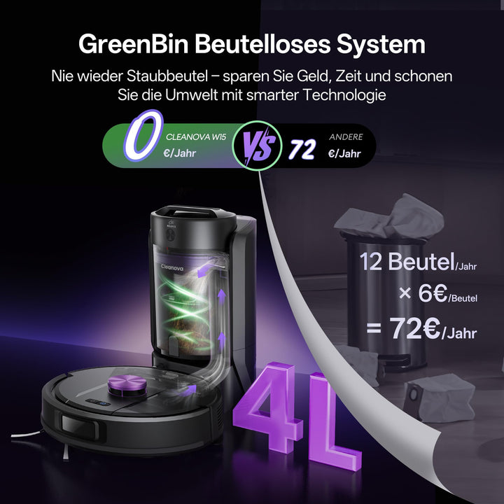 Saugroboter mit Wischfunktion 10000Pa LiDAR 3-in-1 180Min - Bild 2