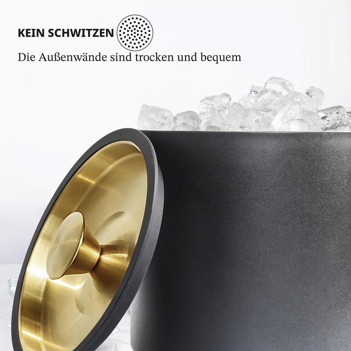 Eiskübel Edelstahl 3,2 L doppelwandig mit Deckel, Schaufel und Sieb - Bild 6