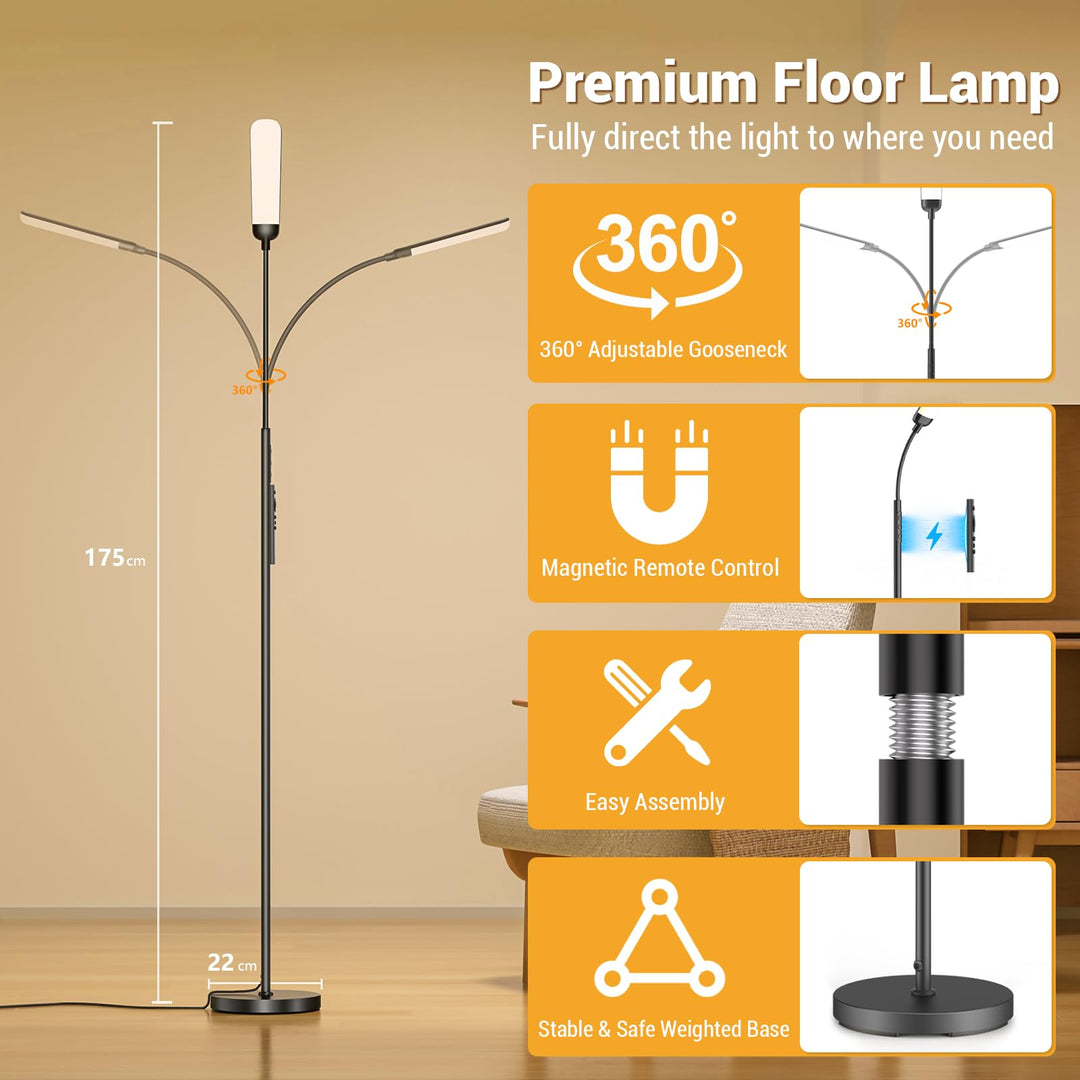 LED Stehlampe dimmbar 18W 1200lm 4 Farbtemperaturen mit Fernbedienung - Bild 7
