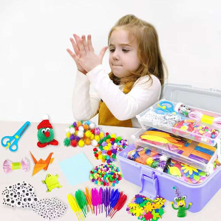 Bastelkoffer Kinder 3000-teilig mit Pfeifenreiniger Perlen Kulleraugen - Bild 5