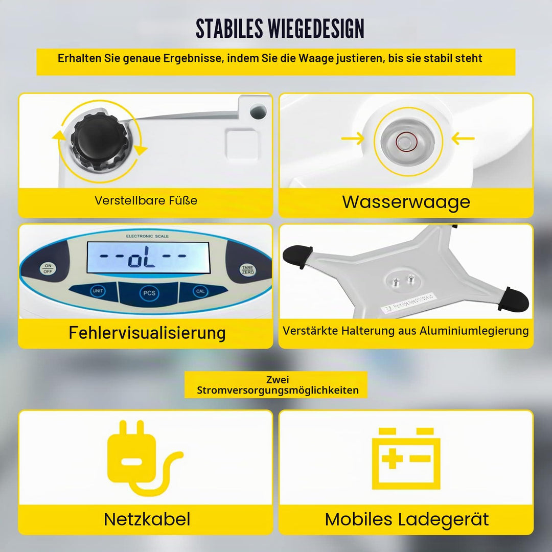 Digitalwaage Präzision 5000g / 0,01g mit LCD und 13 Einheiten - Bild 6