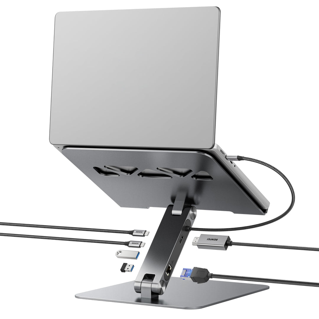 Laptop Ständer mit 6-in-1 USB-C Dockingstation HDMI 4K Aluminium