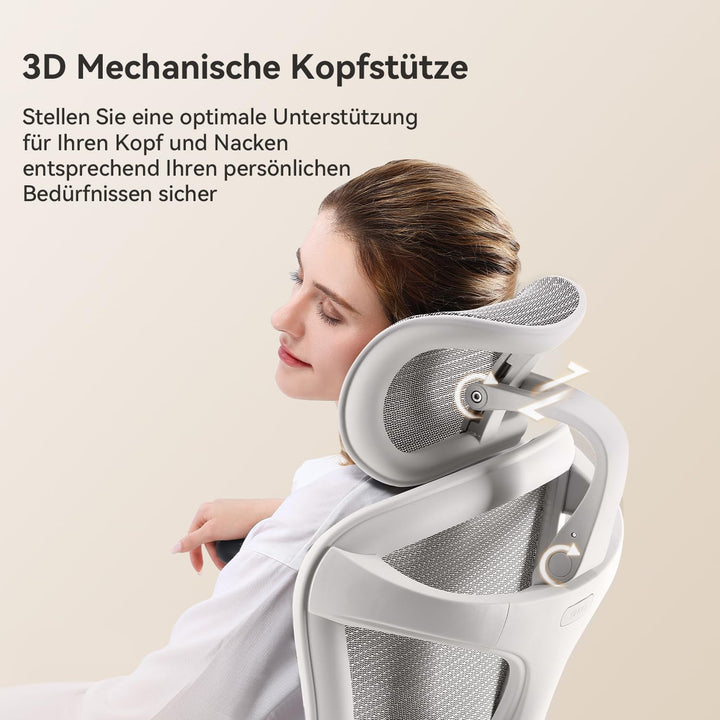 Ergonomischer Bürostuhl Netz mit Lendenwirbelstütze 3D-Armlehnen bis 150 kg - Bild 6