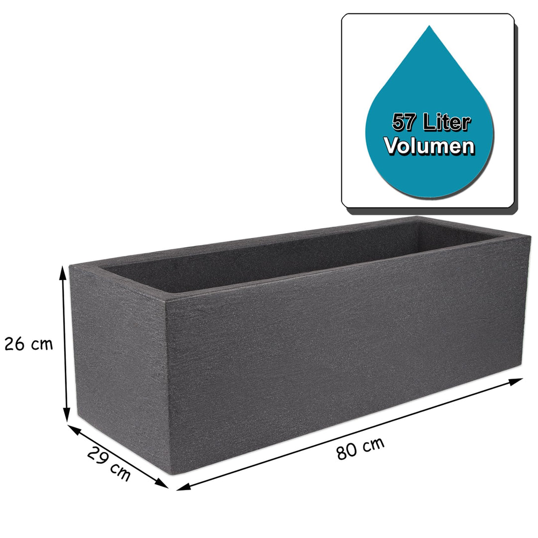Pflanzkübel Rechteckig 80x30 cm Granitoptik Anthrazit Frostsicher - Bild 3