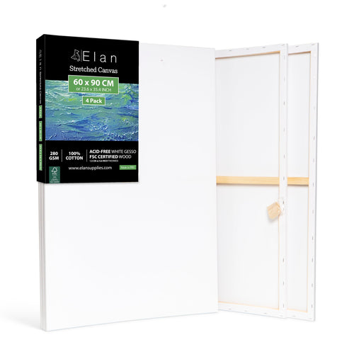 Keilrahmen Leinwand 60x90 cm 4er Set Baumwolle dreifach grundiert