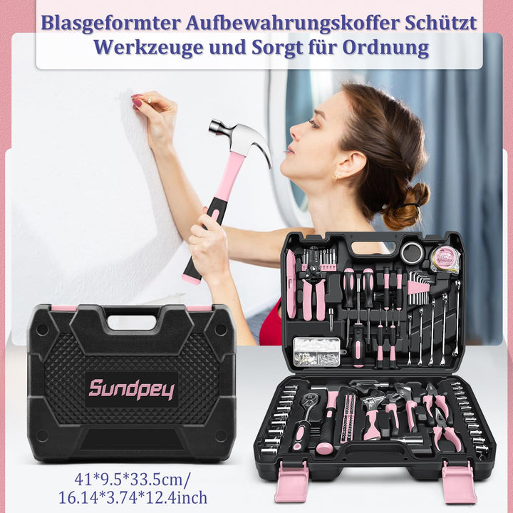 Werkzeugkoffer gefüllt 281-teilig mit Steckschlüssel und Zangen Rosa - Bild 6