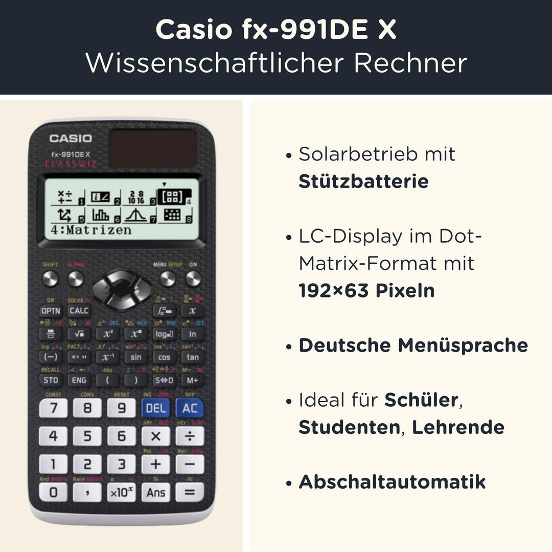 Wissenschaftlicher Taschenrechner 696 Funktionen mit Schutztasche Schwarz - Bild 2