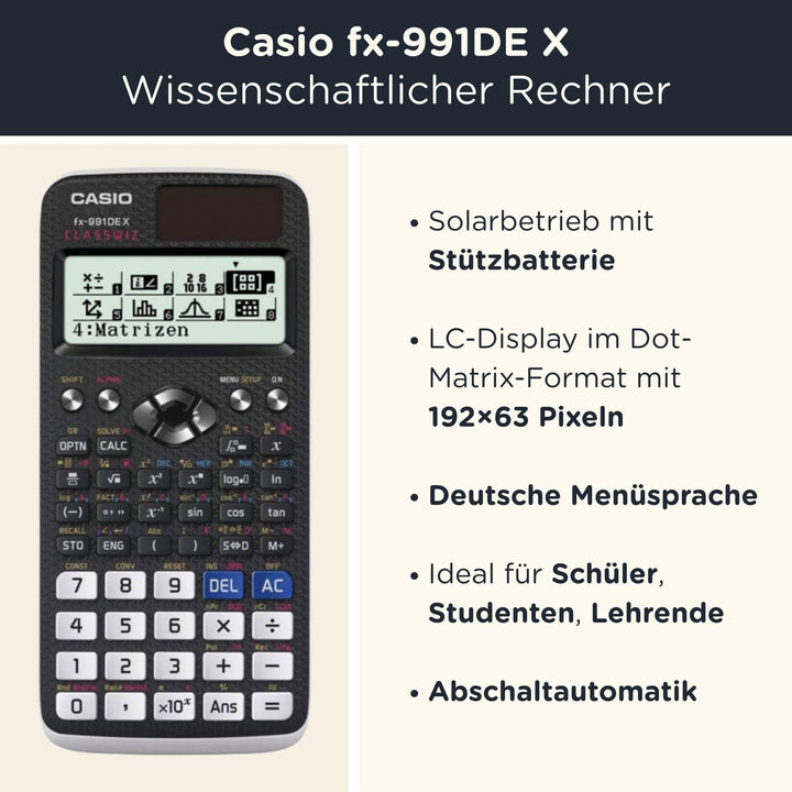 Wissenschaftlicher Taschenrechner 696 Funktionen mit Schutztasche Schwarz - Bild 2