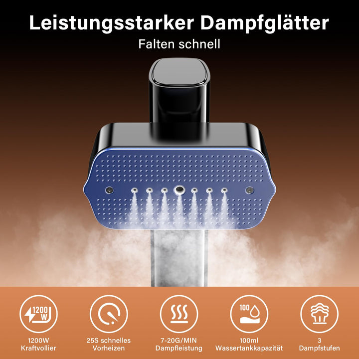Dampfglätter 2-in-1 mit Dampfbürste 1000W 100ml Tank reisefertig - Bild 7